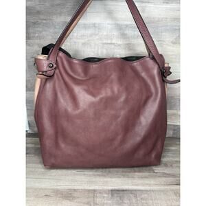 VITTORIA NAPOLI Italy Plum Leather Hobo Double Handle Shoulder Bag Purse